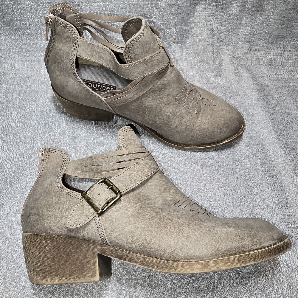 Maurices Western-look Booties Boots Strappy Ankle Bootie size 10